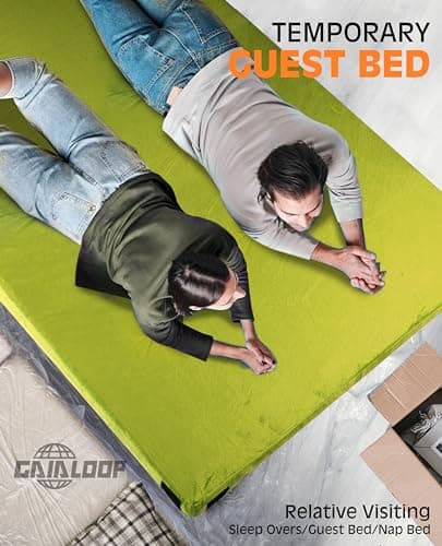 GAIALOOP 3 Inch Memory Foam Camping Mattress, Dual Layer Thick Sleeping Camp Pad for Car Tent Cot, Roll-Up Portable Glamping Floor Bed for Guests Sleepover[Queen: 80 * 60 * 3"] - Thumbnail 4