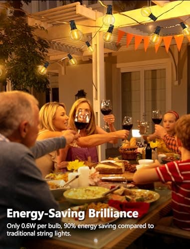 Kivonfa 100FT LED Outdoor String Lights, G40 Globe Christmas String Lights Waterproof with 50 Warm White Bulbs & 2 Spare, Connectable Hanging Lights for Patio Backyard Porch Christmas Party Decor - Thumbnail 3