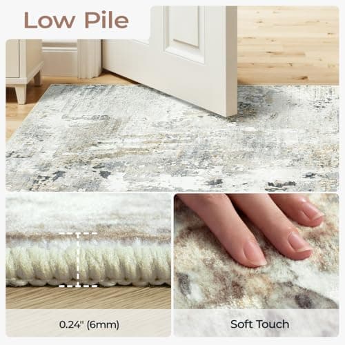 Carpelux 8x10 Area Rugs for Living Room, Abstract Neutral Large Washable Rug, Indoor Soft Non-Slip Floor Carpet for Bedroom Dining Room Home Decor, Brown/Grey - Thumbnail 2
