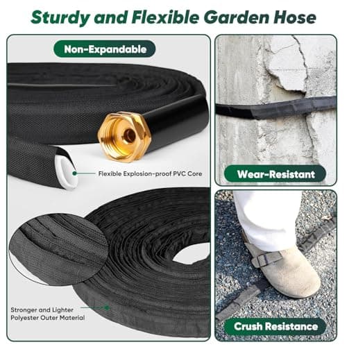 Hepciee Garden Hose 50 ft, Non-Expanding Water Hose, Flexible Ultra-Light, Anti-Kink, Wear-Resistant, Easy Storage, Hose with 3/4 for Outdoor, Garden, Yard and Lawn - Thumbnail 2