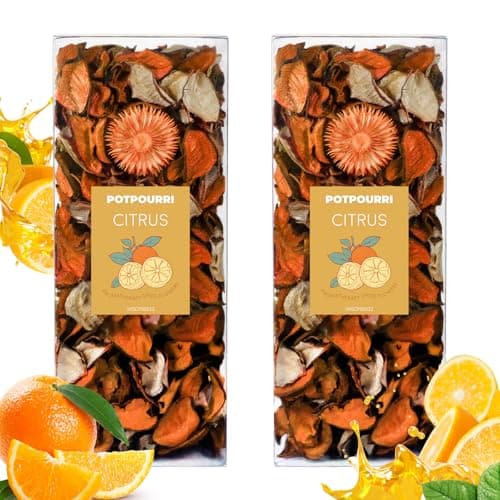 STRN Natural Dried Citrus Flower Sachets (2-Pack), Potpourri Vase Filler Long-Lasting Fragrance Potpourri Bags for Closet, Drawer, Car & Home, Reusable Scented Sachet Gift Set