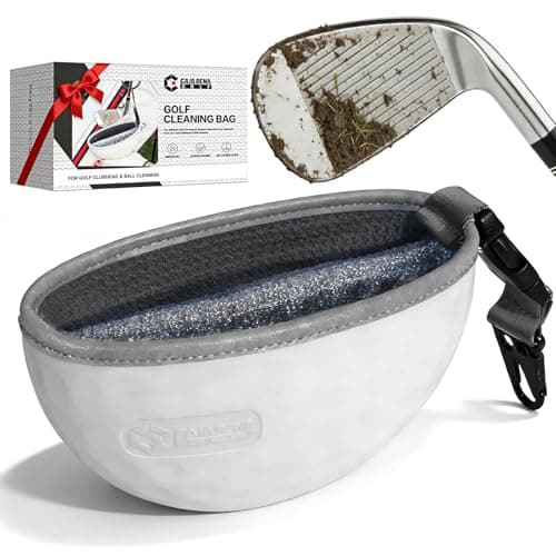 GAIARENA Golf Cleaning Bag Pouch Silicone Ball Washer Club Cleaner with Scrub and Wipe Cloth Gifts Ideas for Golfers On-course golf accessories White