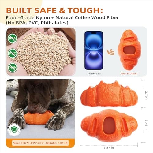 2pack Durable Frozen Dog Chew Toy for Aggressive Chewers,Interactive Treat Dispensing Toy for Crate Training & Anxiety Relief,Food-Grade Nylon, Coffee Wood Fiber, Easy to Clean,For Medium & Large Dogs - Thumbnail 4