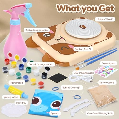 Skirfy Pottery Wheel for Kids-Complete Pottery Painting Kit Arts and Crafts for Kids Ages 8-12 with DIY Clay Art Supplies for Girls Boys Toys Birthday Christmas Gifts for 6 7 8 9 10 11 12 - Thumbnail 5