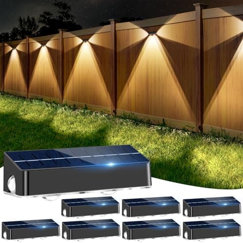 Solar Fence Lights 8 Pack Solar Fence Lights Outdoor with 3-Side Lighting, 9 Colors＆11 Lighting Modes, IP65 Waterproof, Fence Lights Solar Powered for Outside Wall Backyard Step Patio Deck Garden - Image 1