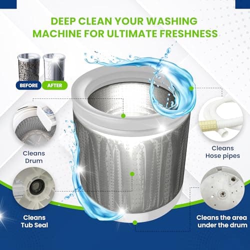 True Fresh Washing Machine Cleaner Descaler 15 Pack Tablets, Deep Cleaning Deodorizer for HE Front & Top Load Washers, Eliminates Odor Buildup Residue Grime, Cleans Drum Pump Valve Hoses Septic Safe - Thumbnail 3