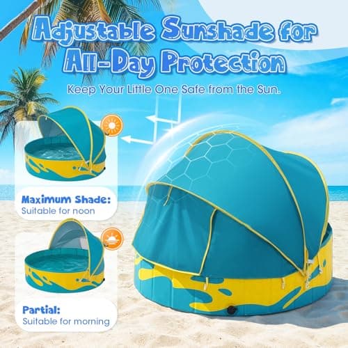 Peradix Paddling Pool for Kids and Pets, 48in Portable Baby Pool with Canopy Non Inflatable & UV Protection, Toddlers Ball Pit and Kiddie Splash Toys for Backyard Beach Tent Easy Pop Up Outdoor - Thumbnail 4