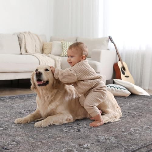 Vanmoos 5x7 Area Rugs for Living Room, Bedroom - Machine Washable, Non-Slip Bedside Rug, Large Soft Floor Carpet for Office, Dining Room, Farmhouse and Home Decor, Urban Luxe/Olive Brown - Thumbnail 5