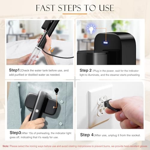 G5 Steam 2-in-1 Professional Handheld Steamer for Clothes,Iron for Clothes, Just 1lbs Lightly, 10 Minutes of Continuous Steam 1200W Light Steam Iron for Travel and Home - Thumbnail 6