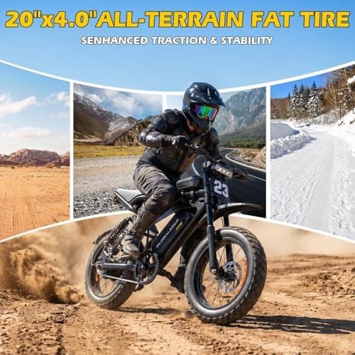 GLOBALKEEP MA-Pro Electric Bike for Adults, 1500W Peak Dual Suspension Off-Road Ebike, 48V 17.5Ah Removable Battery, 20" x 4.0 Fat Tire Class 2 Electric Bicycle Trail Cruiser with Top Tube Bag - Thumbnail 6