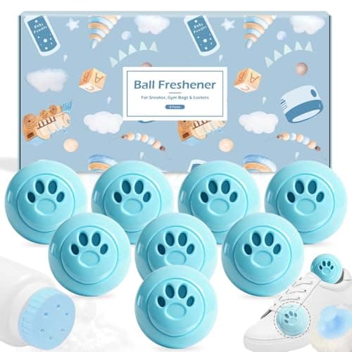 STRN Sneaker Deodorizer Balls 8 Packs Baby Powder Scent Shoe Odor Elimination, Scented Plastic Ball, Long-lasting Freshness Shoe Deodorizer for Sneakers Gym, Bags, Cars and Small Spaces