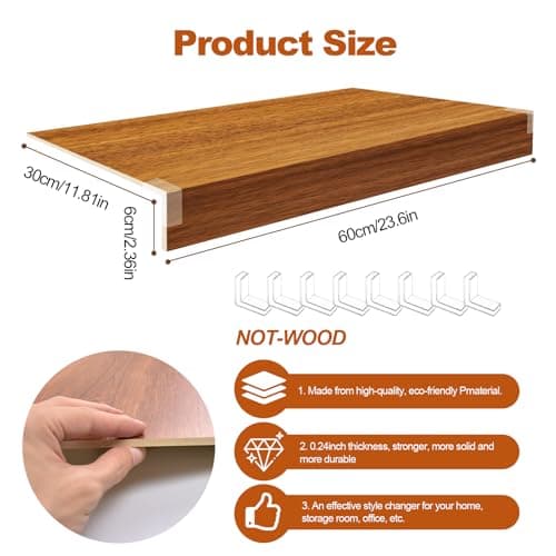 Demine 4 Pack Wire Shelf Liners, 24x12 Inch Thick Waterproof Wood Grain PVC Covers for Wire Shelving, Non-Slip & Easy to Clean Shelf Mats for Pantry, Closet, Kitchen, Bathroom - Thumbnail 2