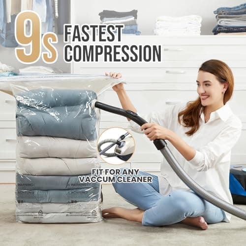 TAILI Vacuum Storage Bags 4 Pack, Jumbo Cube (31x40x15 Inch), Extra Large Vacuum Seal Bags for Clothing, Comforters, Blankets, Pillow, Bedding, Sweater, Closet Organizers, Space Saving, Cream - Thumbnail 4