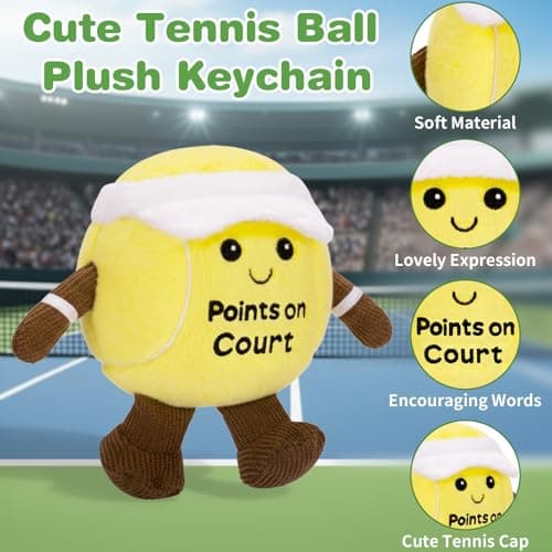 Dalycro Tennis Ball Plush Keychain for Backpack, Cute Tennis Ball Gift for Coach Sports Fans Lover Women Men (Yellow) - Thumbnail 3