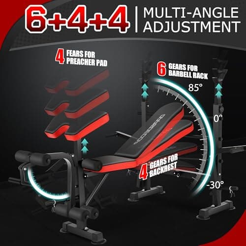 OPPSDECOR 900LBS All in One Weight Bench Set with Squat Rack Adjustable Workout Bench with Leg Developer Preacher Curl Rack Fitness Strength Training Bench for Home Gym - Thumbnail 4