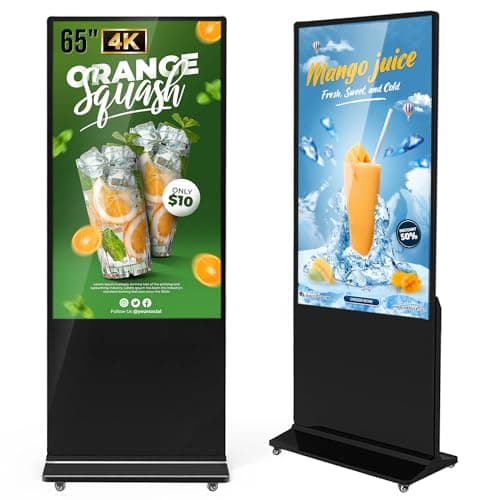 QIXZOCV MWE 65 Inch 4K Digital Signage Display Kiosk, Indoor Floor Standing Advertising Display Poster, LCD Commercial Display with Auto Media Player, Android System, HDMI/USB/WiFi - Image 1