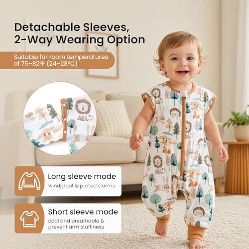 i-baby Outlast® Baby Sleep Sack with 2-Way Detachable Sleeves, Unisex Toddler Sleeping Bag with Smart Temperature Regulation, Growth-Friendly Baby Wearable Blanket with Legs for Infants, 1-2T - Thumbnail 5