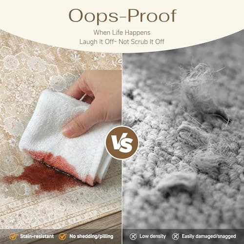 HUGEAR Area Rugs 3x5 Machine Washable Vintage Beige Brown Living Room Rug Throw Carpet Non Slip Stain Resistant Low Pile for Office Home Retro Aesthetic Modern Decor - Thumbnail 5