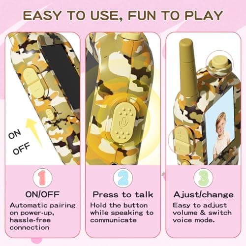 Video Walkie Talkies for Kids with Camera, Rechargeable Walkie Talkies 2 Pack for Ages 3-12, HD Video Intercom with Screen & Voice Changer, Indoor Outdoor Communication for Boys Girls (Desert Camo) - Thumbnail 3