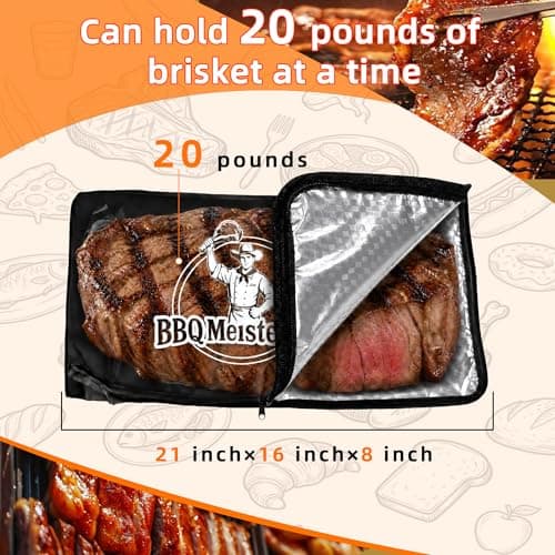 Roseek BBQ Meat Blanket Resting Brisket Bag Rugged 600D Oxford Leakproof Heat Pressed, Father's Day Birthday Wedding Gifts for Men Dad Husband Smoker&Grilling Accessories Backyard Camping Party(21") - Thumbnail 2