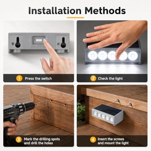 T-SUN Solar Step Light Outdoor, 6 Pack Solar Stair Lights, 6000K Step Lights Outdoor Solar Powered Waterproof LED Outdoor Solar Lights for Steps Deck Court Garden Balcony Patio Stair Porch - Thumbnail 6