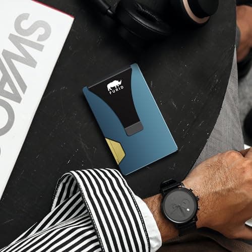 furid Minimalist Card Wallet for Men Slim: Rfid Metal Wallet with Money Clip Credit Card Holder - Gift for Man Husband at Brithday Stocking Stuffers - Thumbnail 3