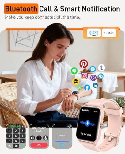 Smart Watches for Women (Android/iPhone), 1.85" HD Alexa Smart Watch with Bluetooth Calls/Messages/Reminders, 24/7 Heart Rate/SpO2 Monitor Watch, 120+ Sport Modes Fitness Tracker Watch for Women, Gift - Thumbnail 2