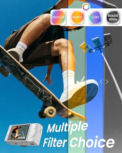 True 5K Digital Camera for Photography, Autofocus 80MP with 18X Digital Zoom 3" 270° Flip Screen Dual-Lens Selfie Camera for YouTube Vlogging & Content Creation, 2 Batteries, 32GB Card & Flash,White - Thumbnail 5