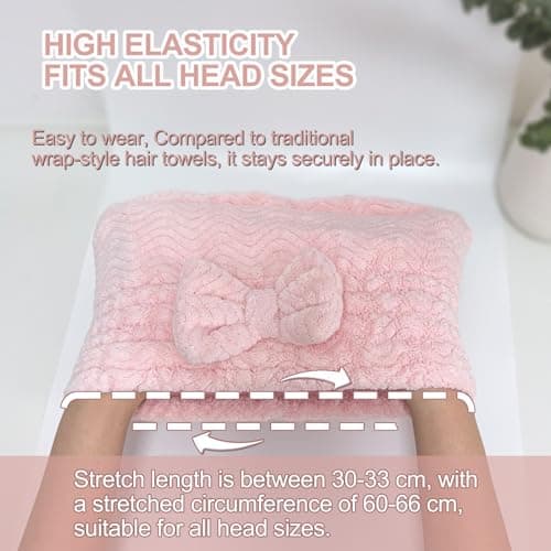 Jseng 3Packs Microfiber Hair Towel for Women - Quick-Drying, Super Absorbent Hair Wrap with Bow Design, Soft Hair Towel Turban for Curly Long Wet Hair - Thumbnail 3