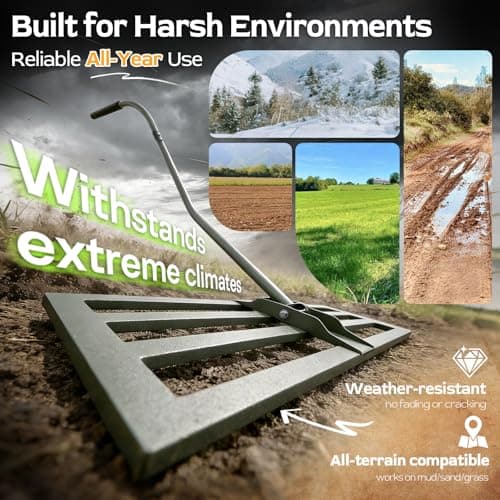 HamRoRung Lawn Leveling Rake -31.5''x11.8'' Heavy Duty Leveling Rake, Ergonomic Handle, Professional Ground Leveler for Yard, Soil, Grading, Gravel, Seeding, Do Not Hurt Turf, Save Effort - Thumbnail 6