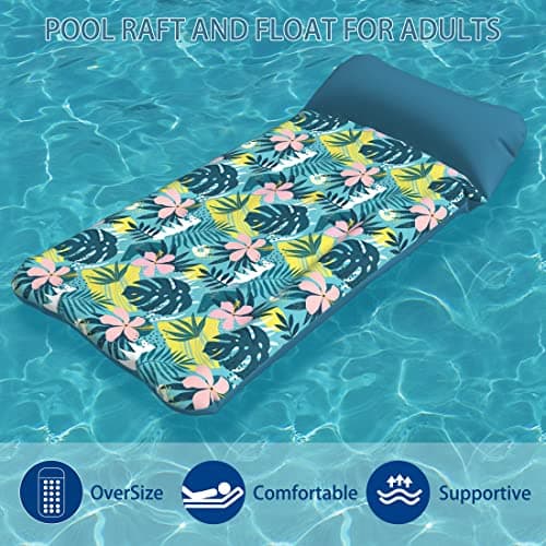 HomeKaren Oversized Pool Float Lounge Fabric-Covered 73" x 39", Inflatable Tanning Pool floaties for Adults, Pool Raft Lounger and Pool rafts & Inflatable Ride-ons for Pool Party, sea, Beach, Lake - Thumbnail 5