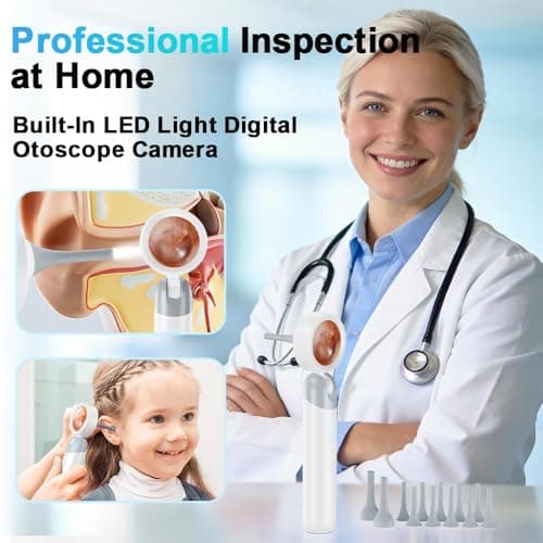 Aspoven Otoscope Ear Camera with Light, 1.4” Screen 1080P HD Ear Scope, 12 Silicone Specula Tips, Photo & Video Recording, Type-C Rechargeable, Ear Cleaning Camera for Adult Kid and Pet - Thumbnail 2