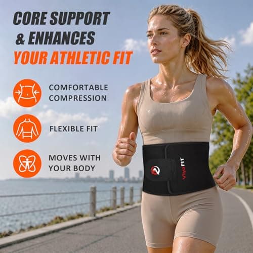 Viyafit Waist Trimmer Belt, Premium Waist Trainer for Women & Men Weight Loss Red - Thumbnail 4