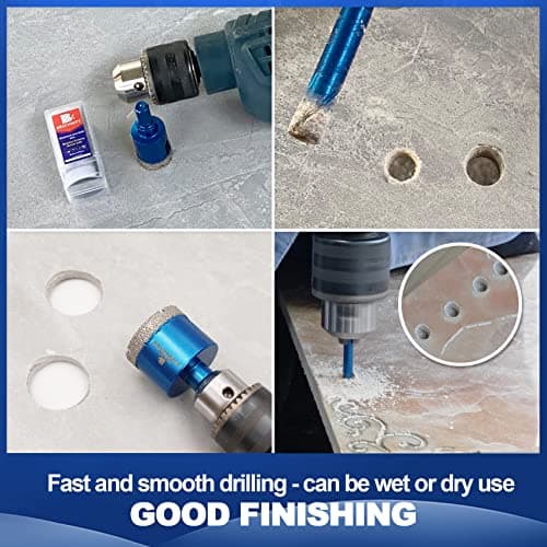 BRSCHNITT Diamond Hole Saw Kit - Porcelain Tile to Granite Drilling, 9pcs Diamond Drill Bits with Triangle Shank (6 8 10 20 25 32 35 43 50mm) - Thumbnail 4