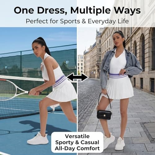 VIPARK Womens Tennis Skirt Set Sleeveless Ribbed Fitted Top and Pleated Mini Skirt with Built in Shorts Pockets Athletic Golf Workout Activewear Outfit White - Thumbnail 6
