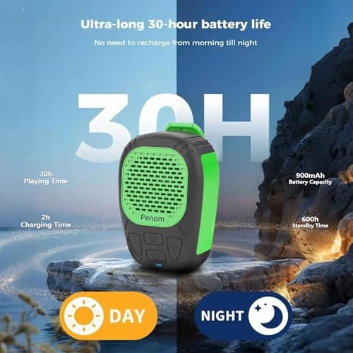 Wearable Bluetooth Speaker,Clip on Wireless Jobsite Water-Resistant Portable Speaker, Built in Mic for Hands-Free/Call, Suitable for Indoor & Outdoor Use （Update Version Green） - Thumbnail 3