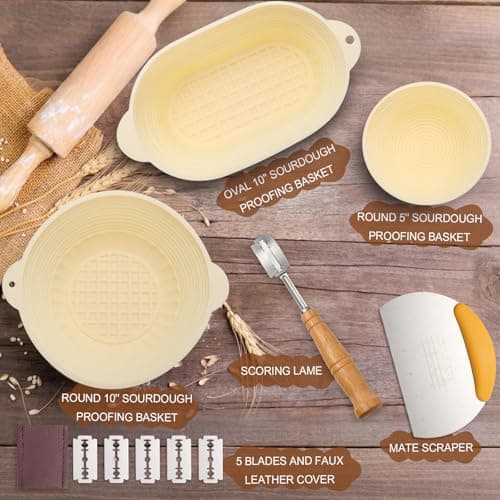 JibLumK 3Pcs Silicone banneton basket(Green),sourdough starter kit,silicone proofing baskets for sourdough bread baking.Folds Storage,Non-stick,Dishwasher Safe - Thumbnail 3
