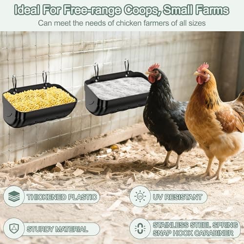 Tiflev Goat Feeders Hanging 3.5 Quart, Chicken Waterer Feeder Trough for Poultry Livestock (Black Pack*6) - Thumbnail 4