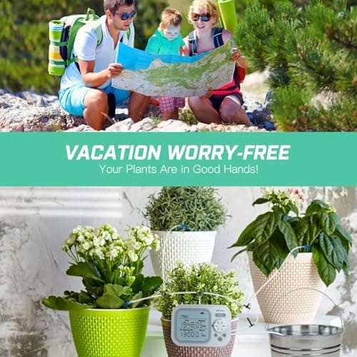 Automatic Plant Waterer Indoor Self Watering System for 15 Potted Plants, Auto Drip Irrigation Kit Programmable Water Timer with Smart Humidity Detection - Thumbnail 2