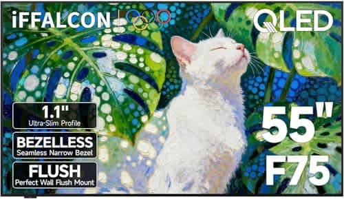 iFFALCON 55-Inch Class QLED 4K F75 Smart TV, Ultra-Slim 1.1'' Floating Picture Frame TV, Seamless Wall-Mount Installation | Dolby Vision IQ, 144Hz, Google TV, Alexa | Works w/Legacy Devices