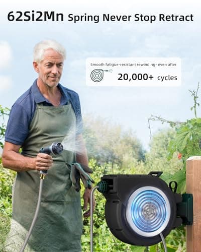 AYURA Retractable Garden Hose Reel 100 ft x 1/2 inch with Pro Metal Shaft, Heavy Duty Automatic Garden Hose Reels with Kink-Free Rewind and Lock at Any Length, Wall Mount Water Hose Reel for Outside - Thumbnail 5
