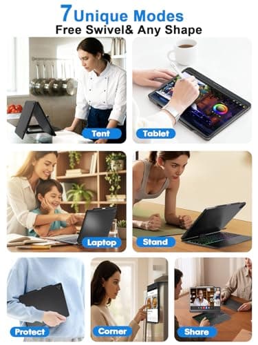 BABG Keyboard Case for iPad Air 13 inch(M3/M2)&iPad Pro 13(M5/M4),iPad Pro 12.9(6th/5th /4th/3rd Gen) Case with Keyboard,360° Rotatable,Toupad,Backlits,Pencil Charging-Black - Thumbnail 4