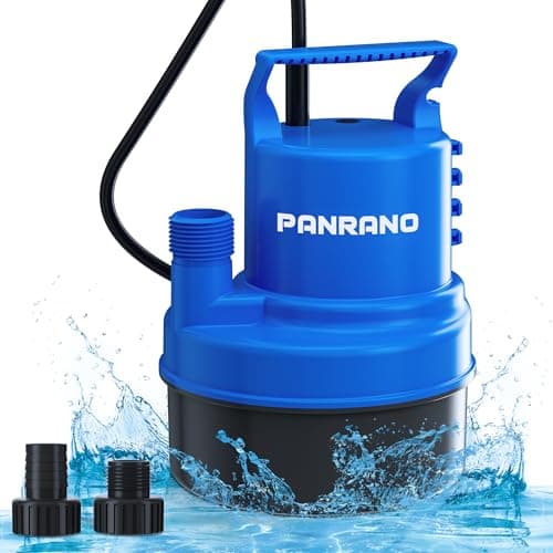 PANRANO 1 HP Submersible Water Pump 3500 GPH Portable Small Sump Pump For Pool Cover, Basements, Puddles, Gardens Ponds With 16.4 Ft Power Cord and Hose Adapters, Blue - Image 1