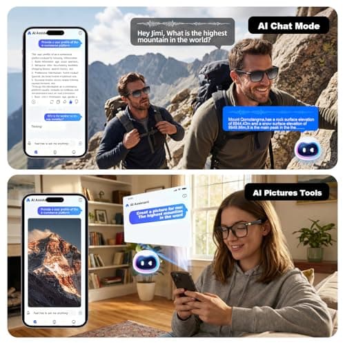 AI Smart Audio Translation Glasses with Real-Time Language Translation 139 Languages via App, Bluetooth Open-Ear Eyewear, AI Assistant, Photochromic Sunglasses, Meeting Recorder for Travel Business - Thumbnail 6