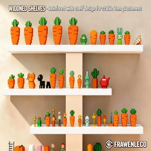 FRAWENLECO No Drill Floating Shelf for Wall, 7-Tier Wall Mounted Organizer, Damage-Free Display Shelf for Collectibles, Figures, Bathroom Kitchen Storage, White - Thumbnail 4