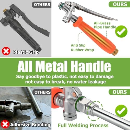 Tecreddy Replacement Pump Sprayer Wand, 41 Inch All Metal Spray Wand with Stainless Steel Extension Tubes, 1/4" 3/8" Brass Barbs & 3/4" Garden Hose Joint Parts for Weed Lawn Plants Careing Watering - Thumbnail 3