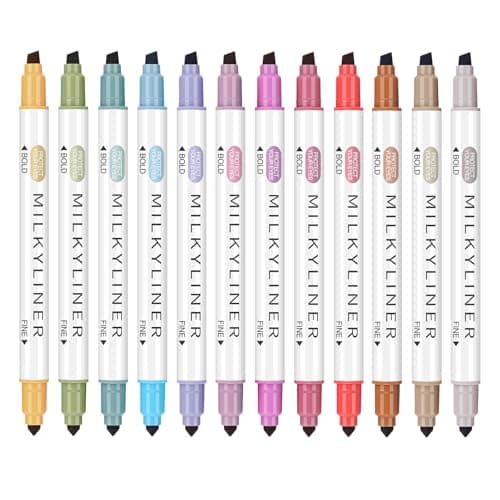HANKU Pastel Highlighters, 12 Assorted Retro Colors, Dual Tip No Bleed Bible Highlighters, Quick Dry Highlighter Book Markers for Journaling, Bible Study, Adults Coloring, Office School Supplies
