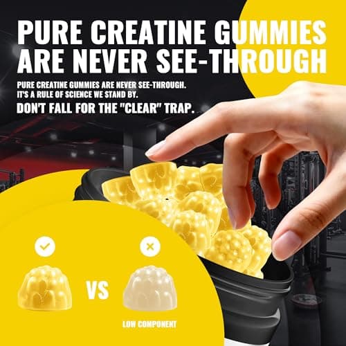 Natures Aid NSF Certified Creatine Gummy 5g - Creatine Monohydrate Gummies – Pre-Workout Energy & Muscle Growth Support for Men & Women | Pineapple Electrolyte Gummies (135 Count) - Thumbnail 4