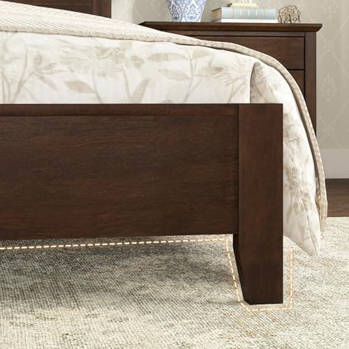 Cozyman Wood Platform Bed Frame Queen Size with Headboard, Camas Queen, Acacia Wood, No Box Spring Needed, Easy Assembly, Walnut - Thumbnail 4