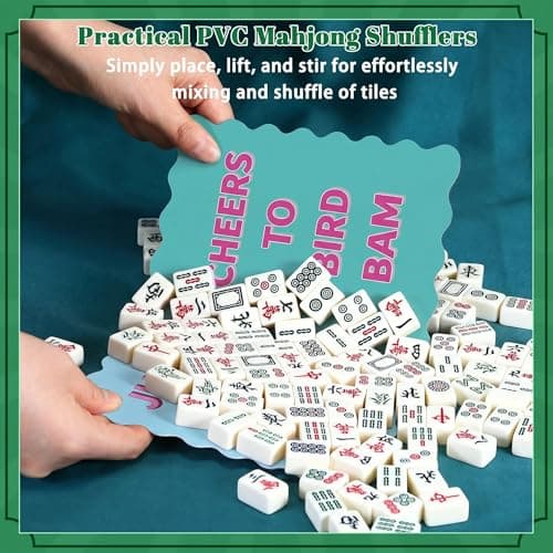 EOYVTX 2026 Mahjong Card 4PCS with 4 Packs Line Finder for Strategy Tool and Shuffler Cards 4PCS Thick PVC Tile Mixers Pecfect Mahjong Accessories and Gifts for Player and Beginners(12PCS) - Thumbnail 4